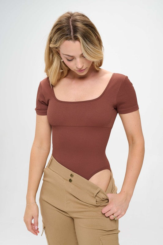 Ribbed Knit Backless Bodysuit