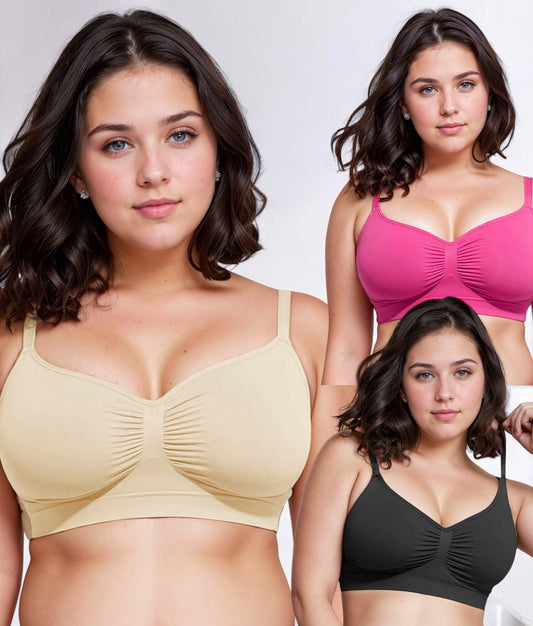 3 Pack- Seamless Shaping Bralettes With Adjustable Strap