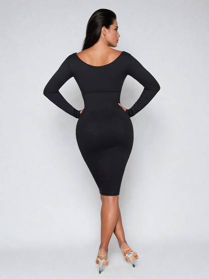 Seamless Snatched Long Sleeve Maxi Dress