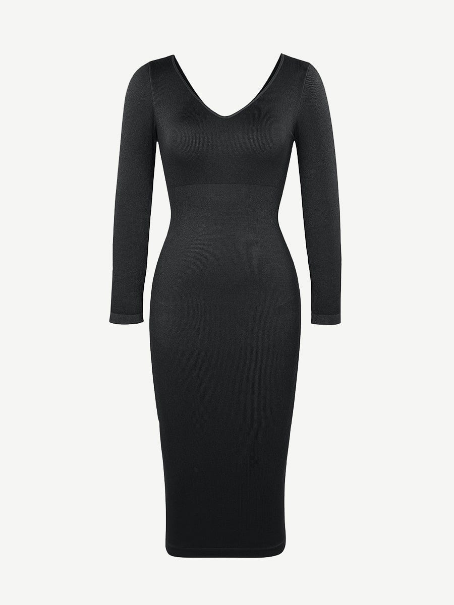 Seamless Snatched Long Sleeve Maxi Dress