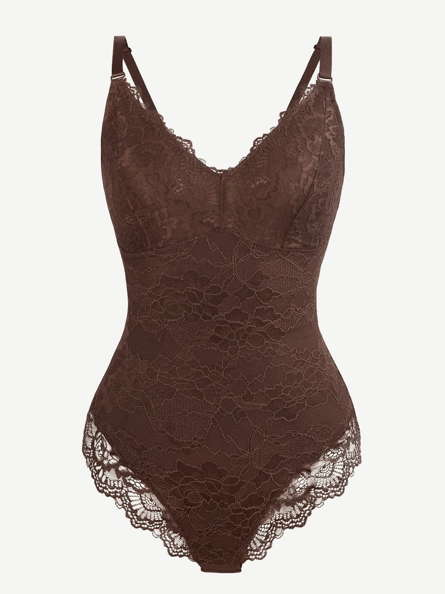 Brown Lace Sculpting Bodysuit Shaper