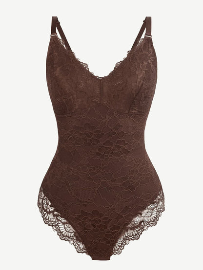 Brown Lace Sculpting Bodysuit Shaper