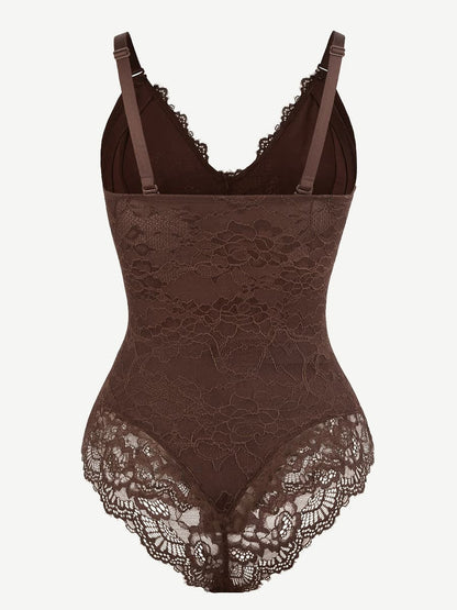 Brown Lace Sculpting Bodysuit Shaper