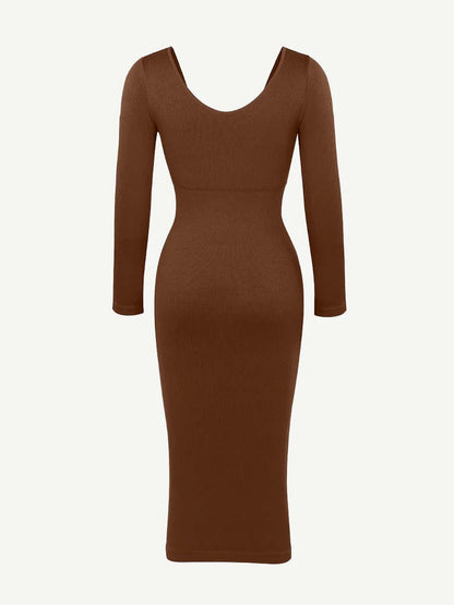 Seamless Snatched Long Sleeve Maxi Dress