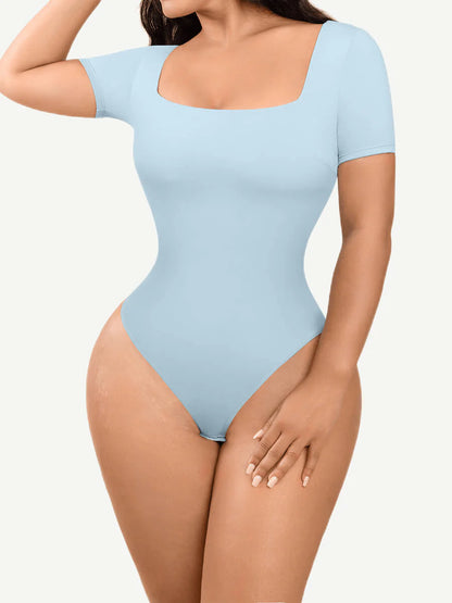 Shaping Square Neck Short Sleeve Bodysuit